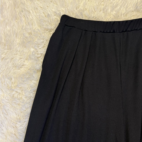 Cider Wide Leg Pants Black Ribbed Pants Summer Pants Black Wide Leg Pants - Picture 3 of 6
